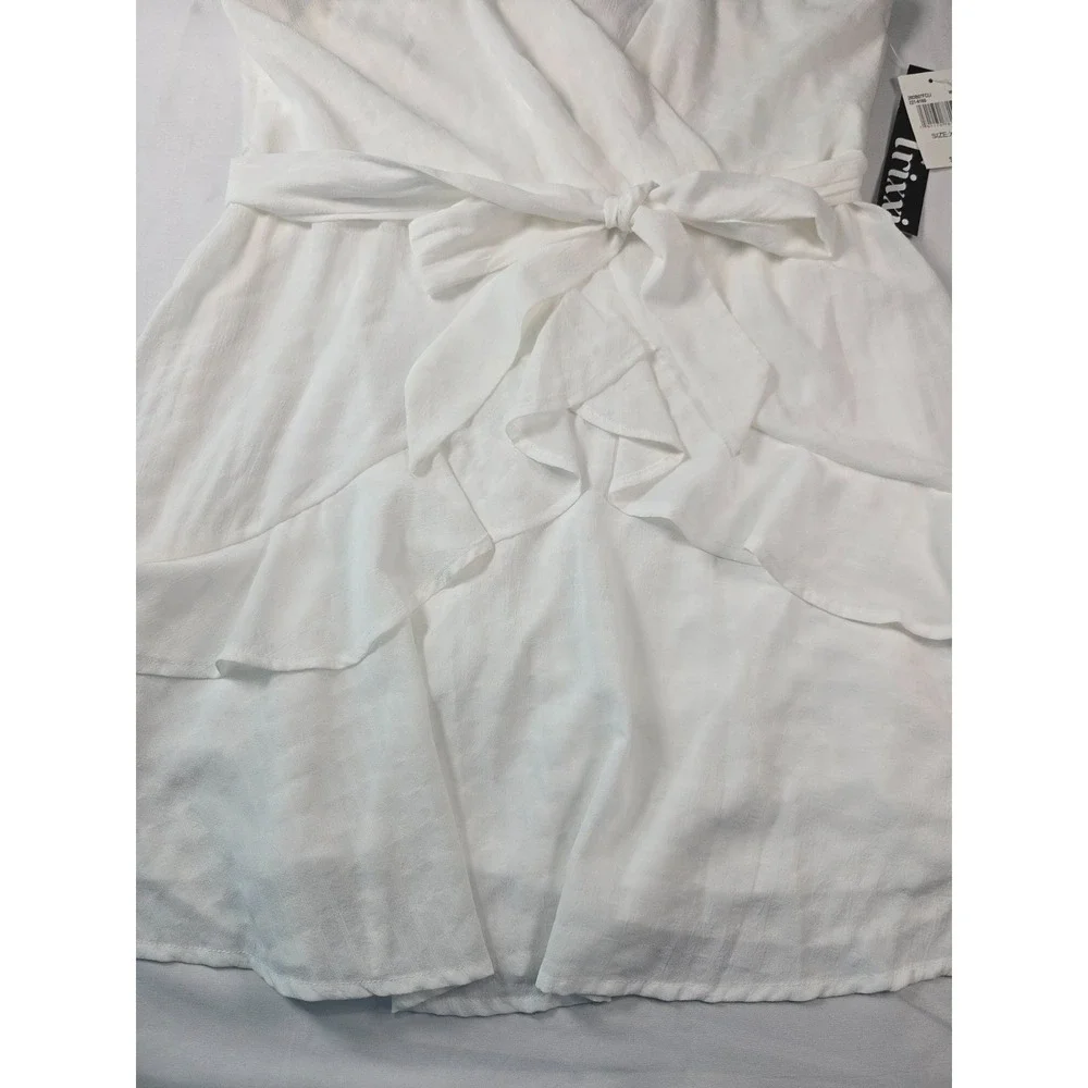 Trixxi White Faux Wrap Mini Dress Size XXL Bridal‎ Shower Feminine Summer Party